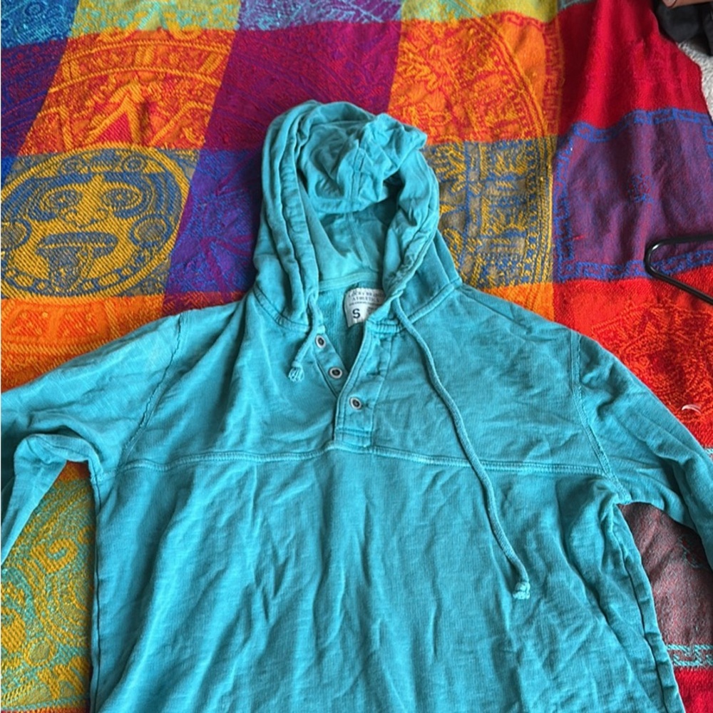 Lucky Brand Teal Button-Up Hoodie